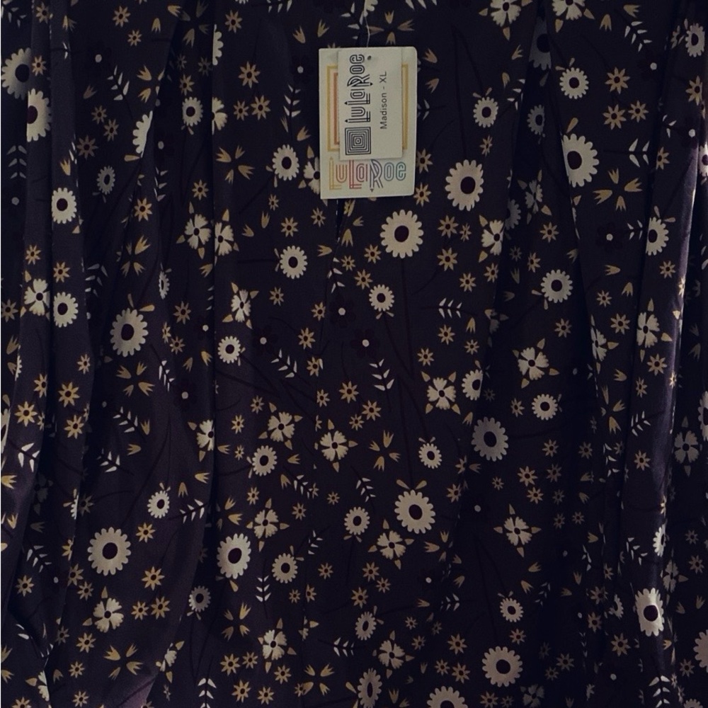 LulaRoe Madison purple midi skirt with white daisies